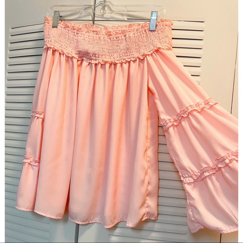Main Strip Pink Off The Shoulder Top